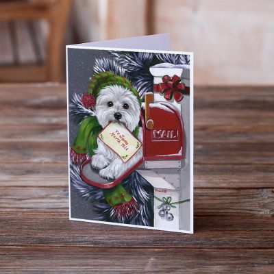 Caroline's Treasures Christmas, Westie Christmas Letter to Santa Greeting Cards and Envelopes Pack of 8, 7 x 5, Dogs Image 1