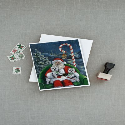 Caroline's Treasures Christmas, Westie Christmas Santa's Village Greeting Cards and Envelopes Pack of 8, 7 x 5, Dogs Image 2