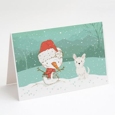 Caroline's Treasures Christmas, Westie Terrier Snowman Christmas Greeting Cards and Envelopes Pack of 8, 7 x 5, Dogs Image 1