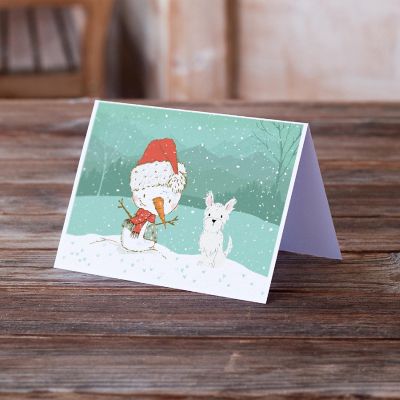 Caroline's Treasures Christmas, Westie Terrier Snowman Christmas Greeting Cards and Envelopes Pack of 8, 7 x 5, Dogs Image 1