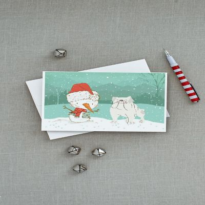 Caroline's Treasures Christmas, White English Bulldog Snowman Christmas Greeting Cards and Envelopes Pack of 8, 7 x 5, Dogs Image 2