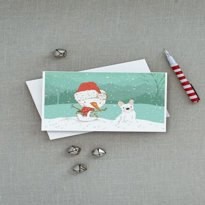 Caroline's Treasures Christmas, White French Bulldog Snowman Christmas Greeting Cards and Envelopes Pack of 8, 7 x 5, Dogs Image 2
