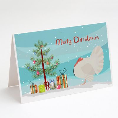 Caroline's Treasures Christmas, White Holland Turkey Christmas Greeting Cards and Envelopes Pack of 8, 7 x 5, Farm Animals Image 1