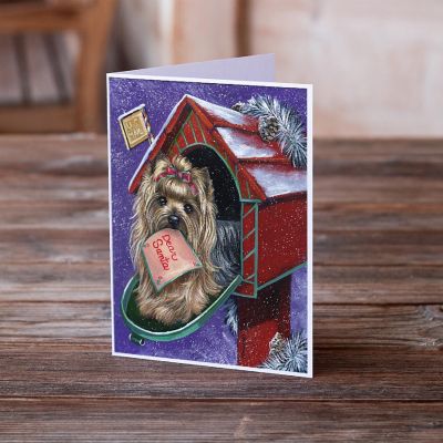Caroline's Treasures Christmas, Yorkie Christmas Letter to Santa Greeting Cards and Envelopes Pack of 8, 7 x 5, Dogs Image 1