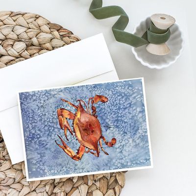 Caroline's Treasures Cooked Crab Cool Blue Water Greeting Cards and Envelopes Pack of 8, 7 x 5, Seafood Image 1