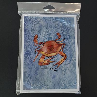 Caroline's Treasures Cooked Crab Cool Blue Water Greeting Cards and Envelopes Pack of 8, 7 x 5, Seafood Image 2