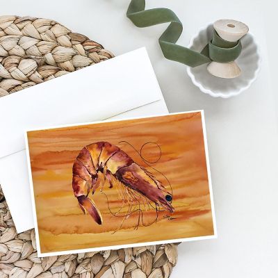 Caroline's Treasures Cooked Shrimp Spicy Hot Greeting Cards and Envelopes Pack of 8, 7 x 5, Seafood Image 1