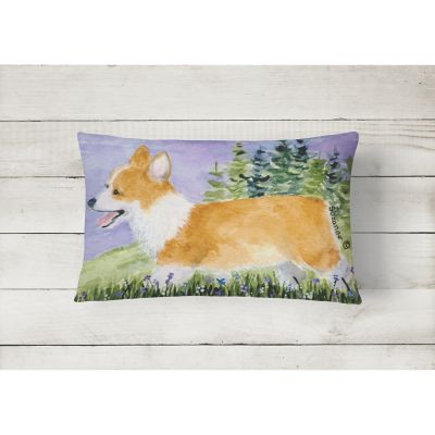 Caroline's Treasures Corgi Canvas Fabric Decorative Pillow, 12 x 16, Dogs Image 1
