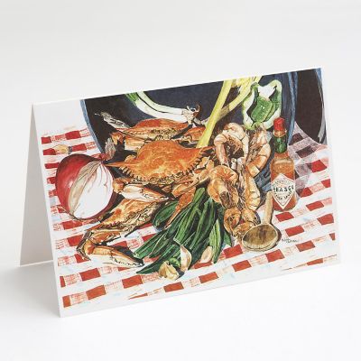 Caroline's Treasures Crab Boil Greeting Cards and Envelopes Pack of 8, 7 x 5, New Orleans Image 1