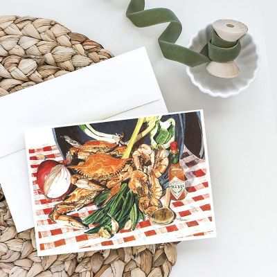 Caroline's Treasures Crab Boil Greeting Cards and Envelopes Pack of 8, 7 x 5, New Orleans Image 1