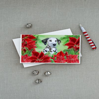 Caroline's Treasures Dalmatian Puppy Poinsettas Greeting Cards and Envelopes Pack of 8, 7 x 5, Dogs Image 2