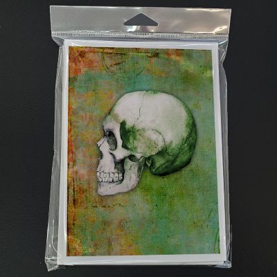Caroline's Treasures Day of the Dead Green Skull Greeting Cards and Envelopes Pack of 8, 7 x 5, Seasonal Image 2