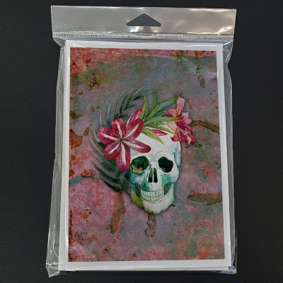 Caroline's Treasures Day of the Dead Skull Flowers Greeting Cards and Envelopes Pack of 8, 7 x 5, Flowers Image 2