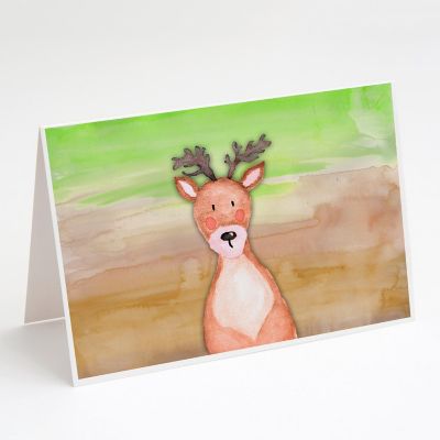 Caroline's Treasures Deer Watercolor Greeting Cards and Envelopes Pack of 8, 7 x 5, Farm Animals Image 1