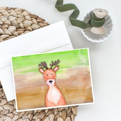 Caroline's Treasures Deer Watercolor Greeting Cards and Envelopes Pack of 8, 7 x 5, Farm Animals Image 1