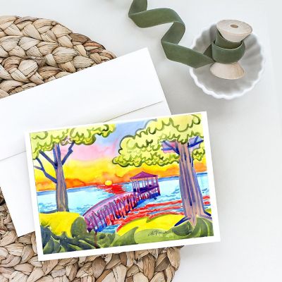 Caroline's Treasures Dock at the pier Greeting Cards and Envelopes Pack of 8, 7 x 5, Nautical Image 1