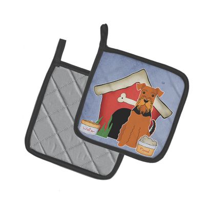 Caroline's Treasures Dog House Collection Airedale Pair of Pot Holders, 7.5 x 7.5, Dogs Image 1