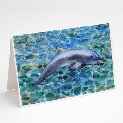 Caroline's Treasures Dolphin Greeting Cards and Envelopes Pack of 8, 7 x 5, Nautical Image 1