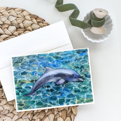 Caroline's Treasures Dolphin Greeting Cards and Envelopes Pack of 8, 7 x 5, Nautical Image 1