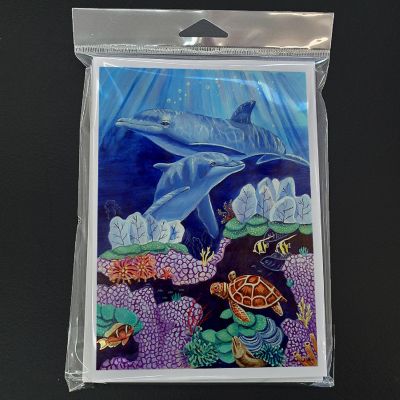 Caroline's Treasures Dolphin under the sea Greeting Cards and Envelopes Pack of 8, 7 x 5, Nautical Image 2