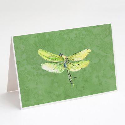 Caroline's Treasures Dragonfly on Avacado Greeting Cards and Envelopes Pack of 8, 7 x 5, Insects Image 1