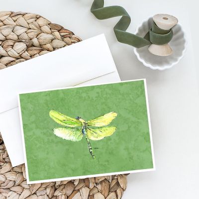 Caroline's Treasures Dragonfly on Avacado Greeting Cards and Envelopes Pack of 8, 7 x 5, Insects Image 1