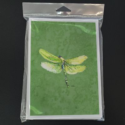 Caroline's Treasures Dragonfly on Avacado Greeting Cards and Envelopes Pack of 8, 7 x 5, Insects Image 2