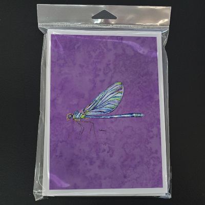 Caroline's Treasures Dragonfly on Purple Greeting Cards and Envelopes Pack of 8, 7 x 5, Insects Image 2
