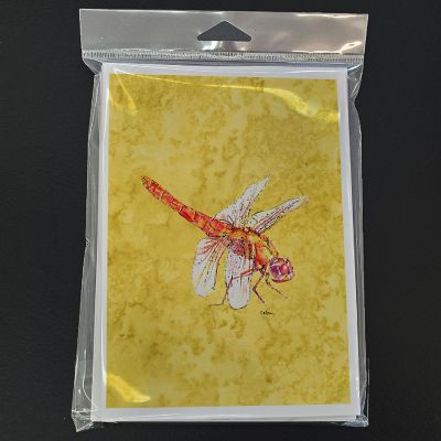 Caroline's Treasures Dragonfly on Yellow Greeting Cards and Envelopes Pack of 8, 7 x 5, Insects Image 2