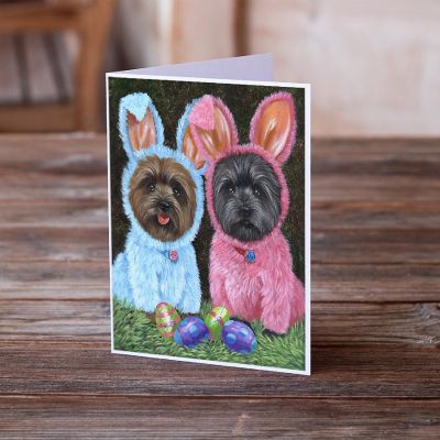 Caroline's Treasures Easter, Cairn Terrier Easter Bunnies Greeting Cards and Envelopes Pack of 8, 7 x 5, Dogs Image 1