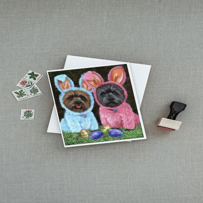 Caroline's Treasures Easter, Cairn Terrier Easter Bunnies Greeting Cards and Envelopes Pack of 8, 7 x 5, Dogs Image 2
