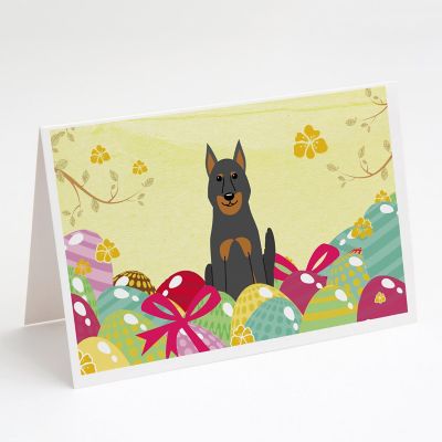 Caroline's Treasures Easter, Easter Eggs Beauce Shepherd Dog Greeting Cards and Envelopes Pack of 8, 7 x 5, Dogs Image 1