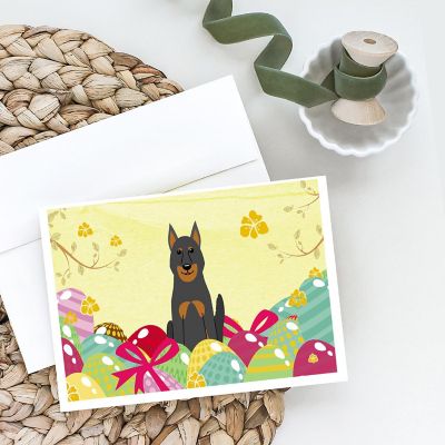 Caroline's Treasures Easter, Easter Eggs Beauce Shepherd Dog Greeting Cards and Envelopes Pack of 8, 7 x 5, Dogs Image 1