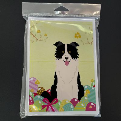 Caroline's Treasures Easter, Easter Eggs Border Collie Black White Greeting Cards and Envelopes Pack of 8, 7 x 5, Dogs Image 2