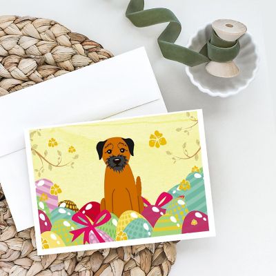 Caroline's Treasures Easter, Easter Eggs Border Terrier Greeting Cards and Envelopes Pack of 8, 7 x 5, Dogs Image 1