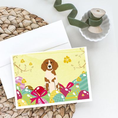 Caroline's Treasures Easter, Easter Eggs Brittany Spaniel Greeting Cards and Envelopes Pack of 8, 7 x 5, Dogs Image 1