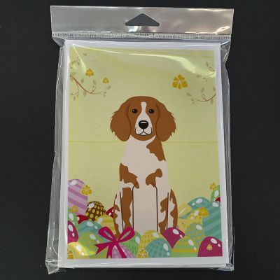 Caroline's Treasures Easter, Easter Eggs Brittany Spaniel Greeting Cards and Envelopes Pack of 8, 7 x 5, Dogs Image 2