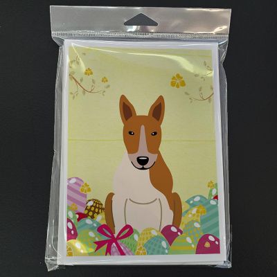 Caroline's Treasures Easter, Easter Eggs Bull Terrier Red White Greeting Cards and Envelopes Pack of 8, 7 x 5, Dogs Image 2