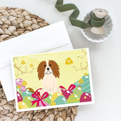 Caroline's Treasures Easter, Easter Eggs Cavalier Spaniel Greeting Cards and Envelopes Pack of 8, 7 x 5, Dogs Image 1