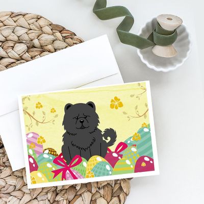 Caroline's Treasures Easter, Easter Eggs Chow Chow Black Greeting Cards and Envelopes Pack of 8, 7 x 5, Dogs Image 1
