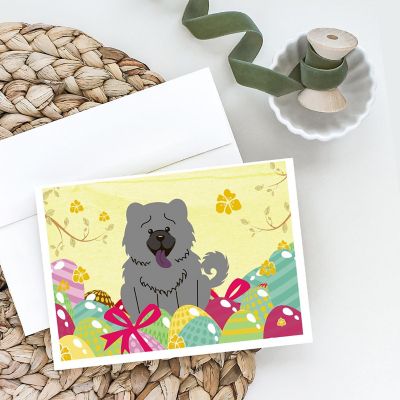 Caroline's Treasures Easter, Easter Eggs Chow Chow Blue Greeting Cards and Envelopes Pack of 8, 7 x 5, Dogs Image 1