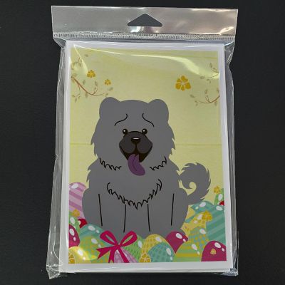 Caroline's Treasures Easter, Easter Eggs Chow Chow Blue Greeting Cards and Envelopes Pack of 8, 7 x 5, Dogs Image 2
