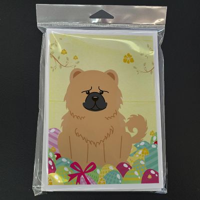 Caroline's Treasures Easter, Easter Eggs Chow Chow Cream Greeting Cards and Envelopes Pack of 8, 7 x 5, Dogs Image 2