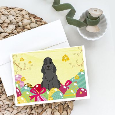 Caroline's Treasures Easter, Easter Eggs Cocker Spaniel Black Greeting Cards and Envelopes Pack of 8, 7 x 5, Dogs Image 1