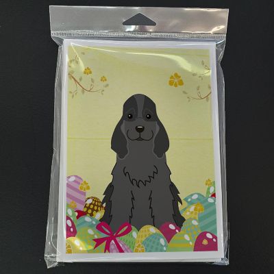 Caroline's Treasures Easter, Easter Eggs Cocker Spaniel Black Greeting Cards and Envelopes Pack of 8, 7 x 5, Dogs Image 2