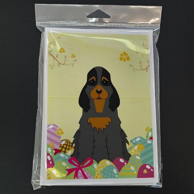 Caroline's Treasures Easter, Easter Eggs Cocker Spaniel Black Tan Greeting Cards and Envelopes Pack of 8, 7 x 5, Dogs Image 2