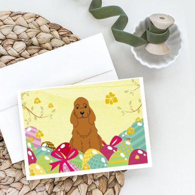 Caroline's Treasures Easter, Easter Eggs Cocker Spaniel Red Greeting Cards and Envelopes Pack of 8, 7 x 5, Dogs Image 1