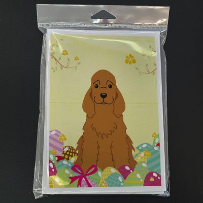 Caroline's Treasures Easter, Easter Eggs Cocker Spaniel Red Greeting Cards and Envelopes Pack of 8, 7 x 5, Dogs Image 2