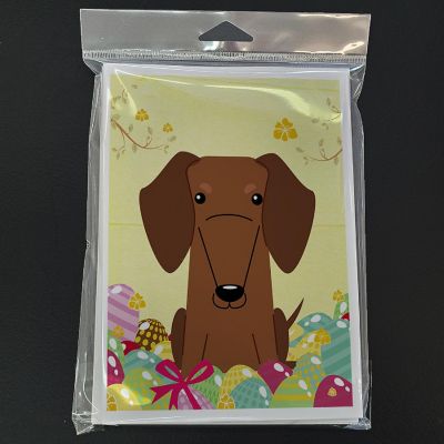 Caroline's Treasures Easter, Easter Eggs Dachshund Red Brown Greeting Cards and Envelopes Pack of 8, 7 x 5, Dogs Image 2