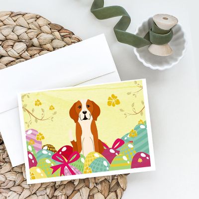 Caroline's Treasures Easter, Easter Eggs English Foxhound Greeting Cards and Envelopes Pack of 8, 7 x 5, Dogs Image 1